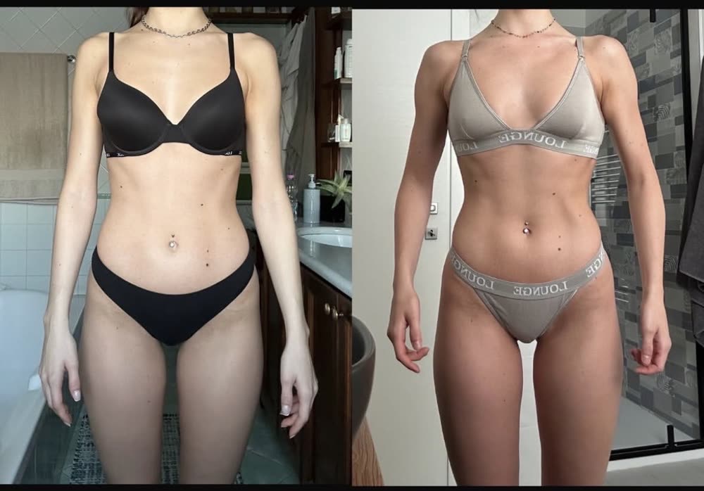 Trasformazione di Linda: confronto prima e dopo, più massa magra e meno grasso
